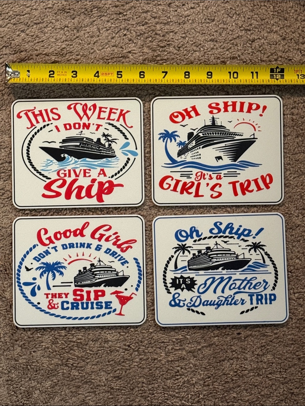Cruise-Themed sign Set — 4 signs, 4 stands, 16 magnets